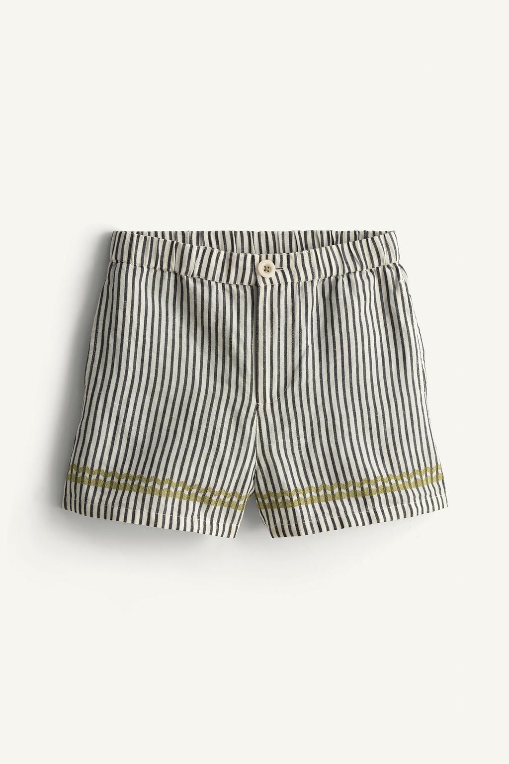 Шорты-бермуды с контрастной вышивкой и полосками limited edition