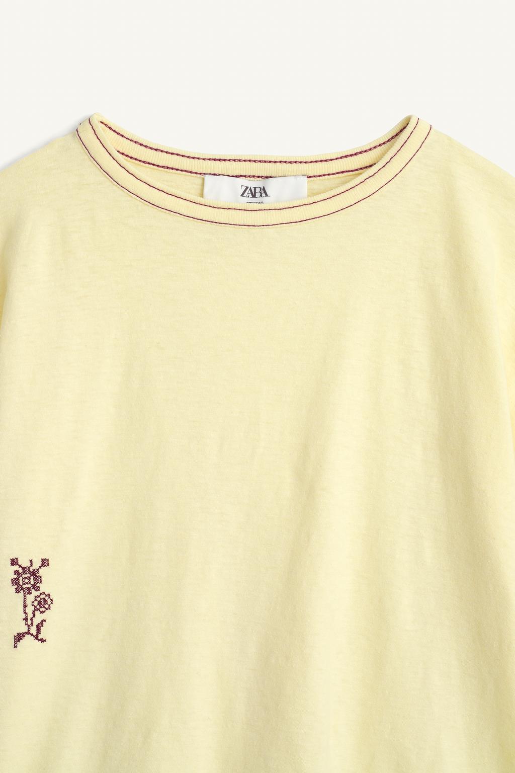 Футболка из хлопка и льна с вышивкой limited edition