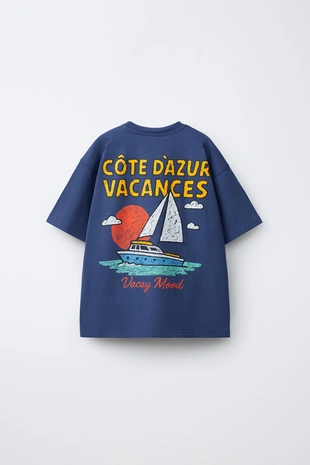 Футболка с принтом парусника- Заказать в России