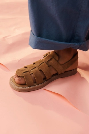 Сандалии кожаные limited edition в стиле клетка- Заказать в России