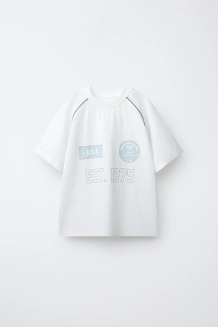 Футболка с рукавами реглан и надписью- Заказать в России