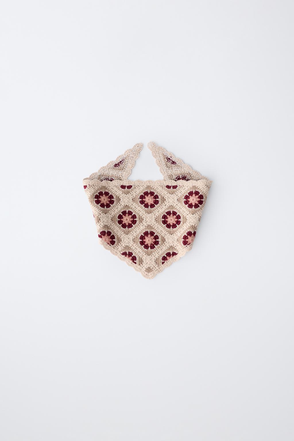 БАНДАНА С ЦВЕТОЧНЫМ КРУЖЕВОМ КРОШЕ