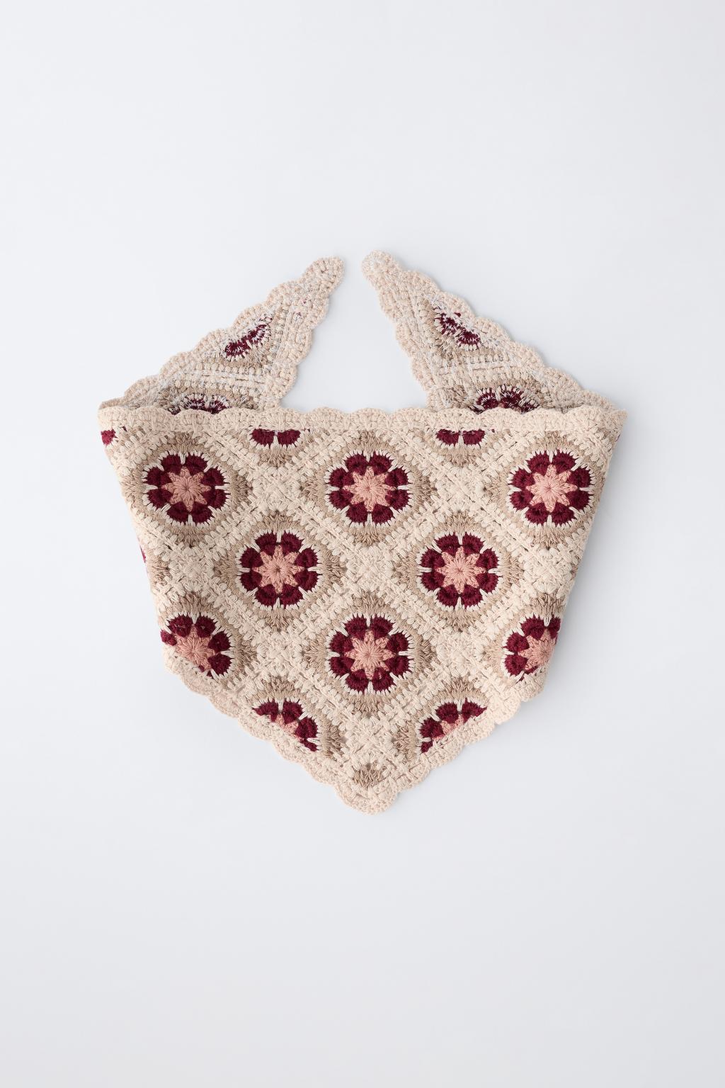 БАНДАНА С ЦВЕТОЧНЫМ КРУЖЕВОМ КРОШЕ