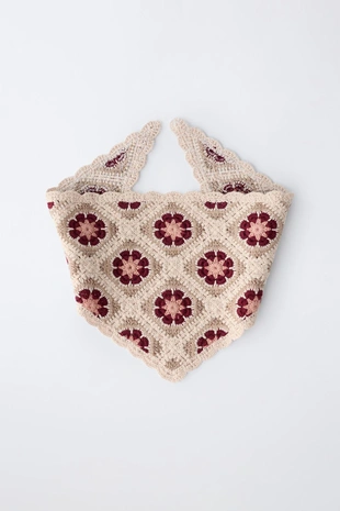 Бандана с цветочным кружевом кроше- Заказать в России