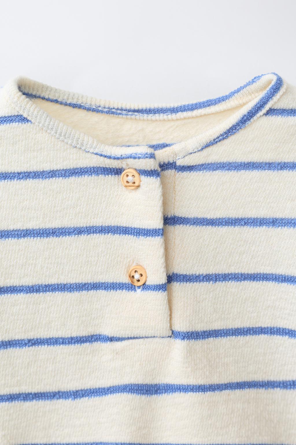 БОДИ В ПОЛОСКУ С ВОРОТНИКОМ НА ПУГОВИЦАХ