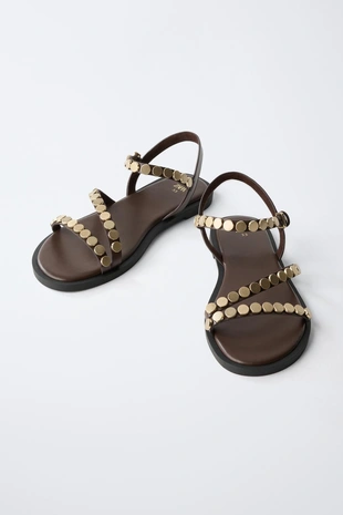 Босоножки с заклепками- Заказать в России