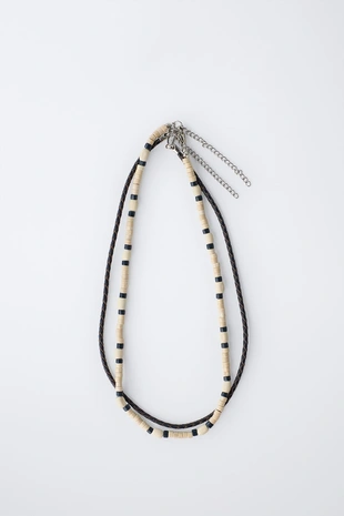 Набор из двух оплетенных веревкой и деревянных бусин ожерелий- Заказать в России