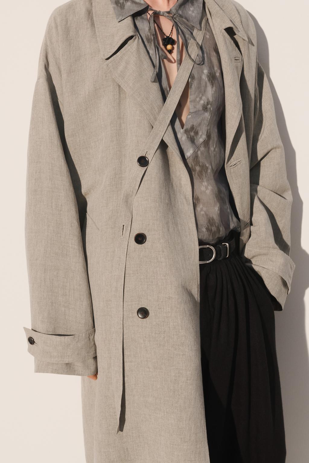 Парка свободного кроя из вискозы и льна