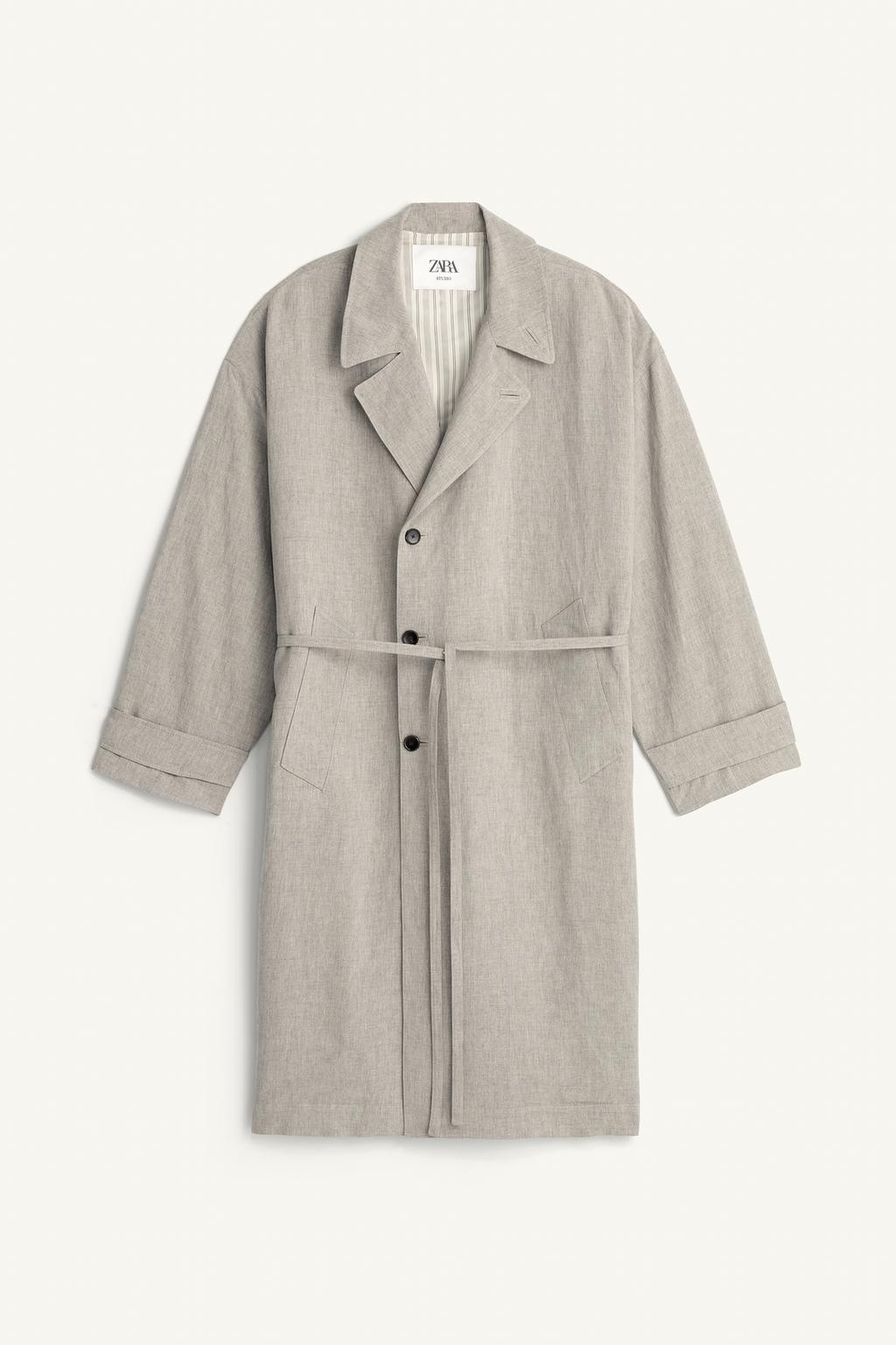 Парка свободного кроя из вискозы и льна