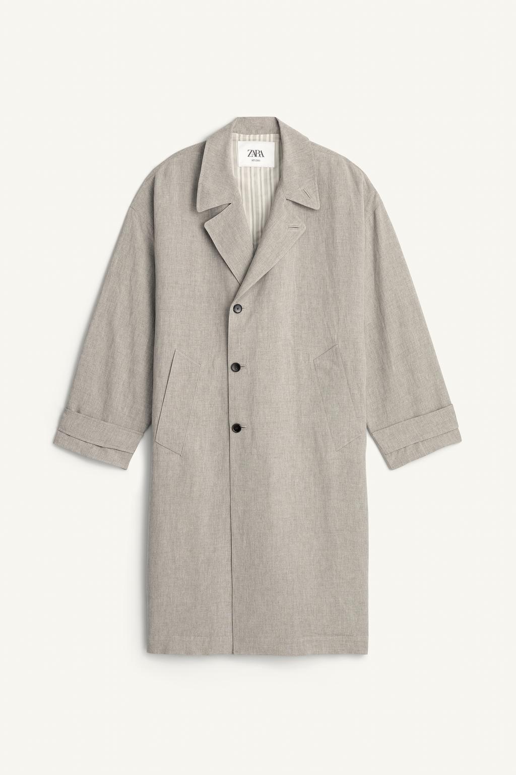 Парка свободного кроя из вискозы и льна