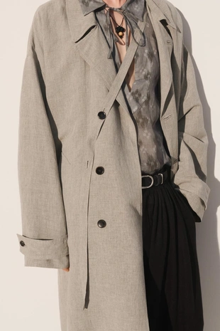 Парка свободного кроя из вискозы и льна- Заказать в России