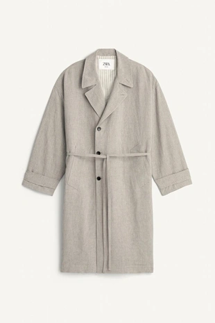 Парка свободного кроя из вискозы и льна- Заказать в России