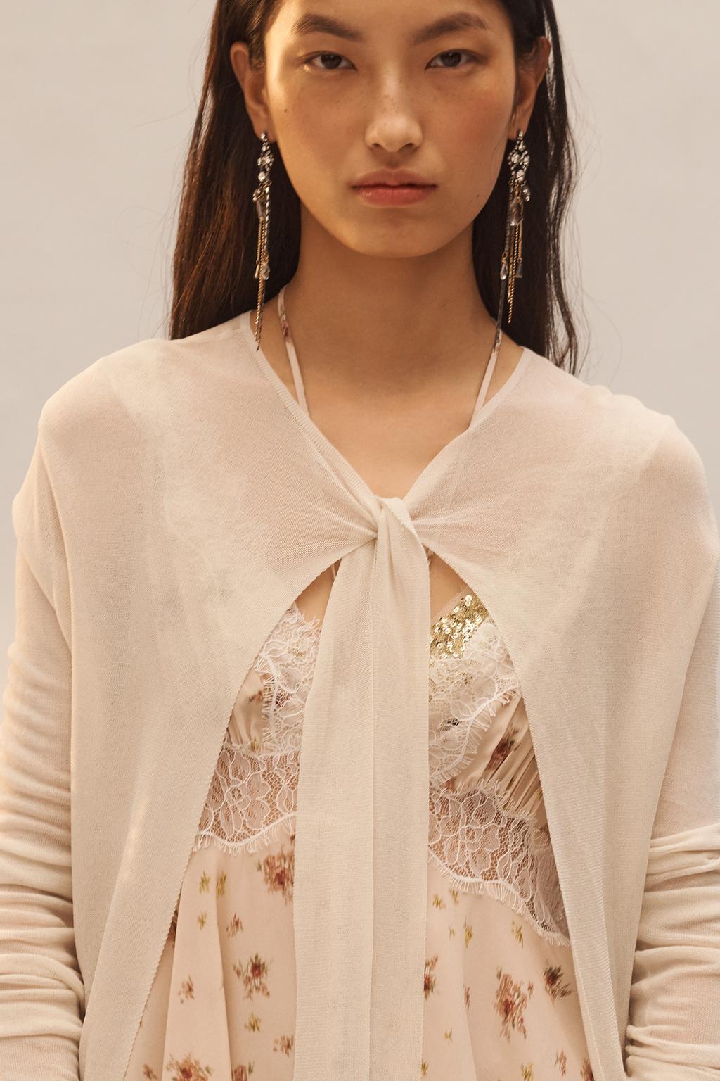 Кардиган из тонкого вязаного полотна с завязками limited edition