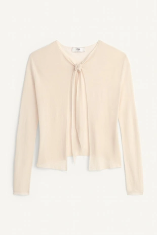 Кардиган из тонкого вязаного полотна с завязками limited edition- Заказать в России