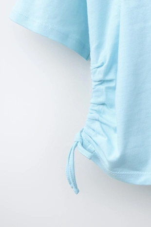 Футболка с надписью и драпировкой- Заказать в России