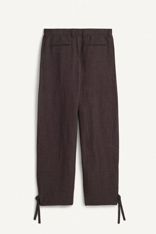 Широкие брюки в полоску из вискозы и льна с боковыми складками- Заказать в России