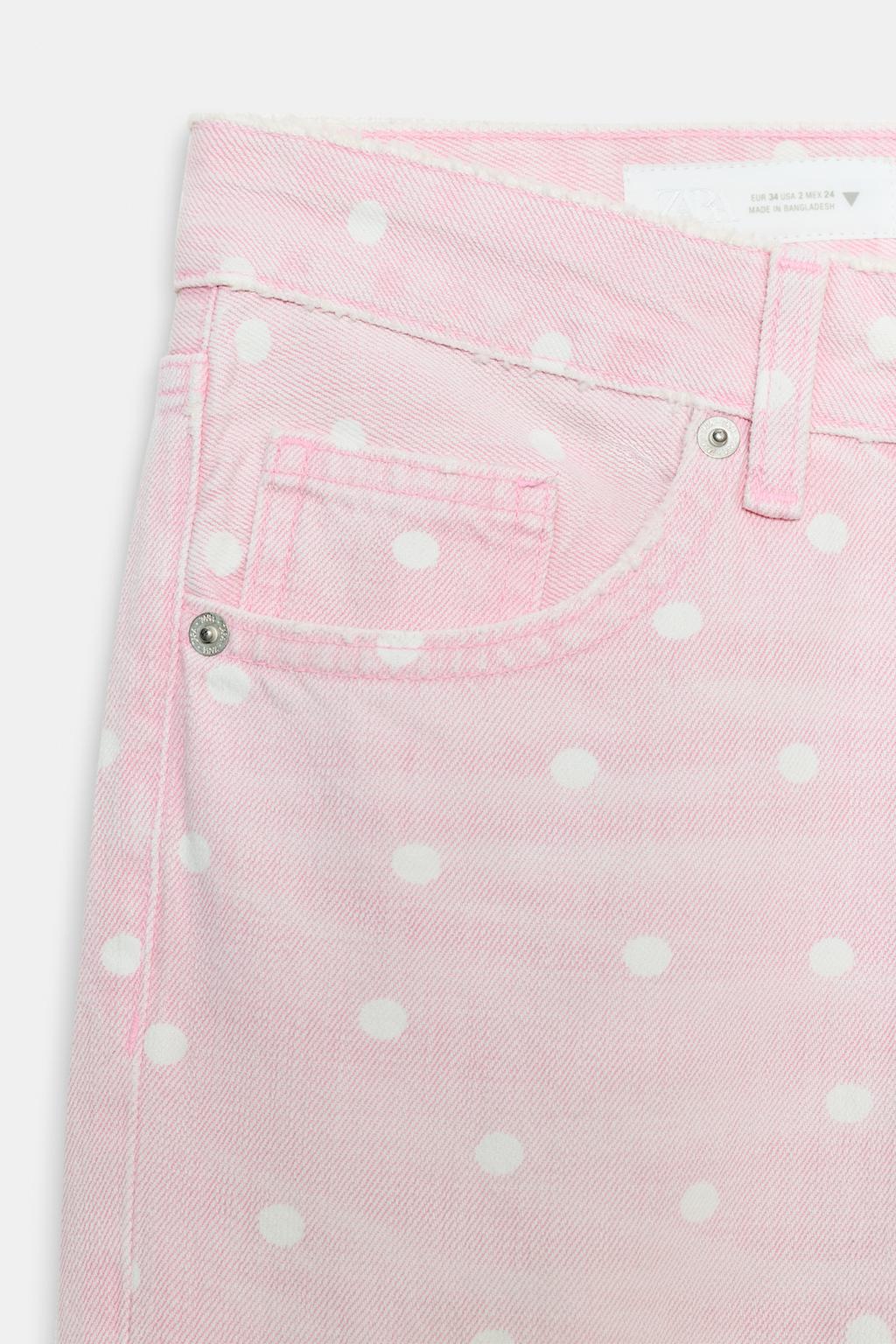 ДЖИНСЫ TRF WIDE-LEG С НИЗКОЙ ПОСАДКОЙ И ГОРОШКОМ