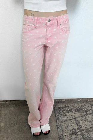 Джинсы Trf Wide-Leg с низкой посадкой и горошком- Заказать в России