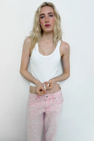 Джинсы Trf Wide-Leg с низкой посадкой и горошком- Заказать в России