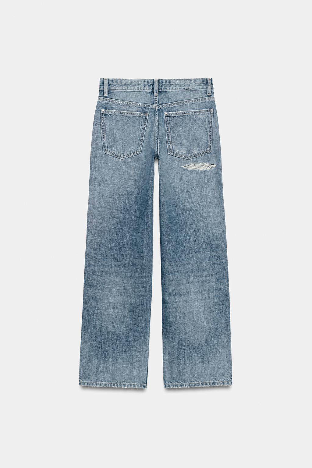 ДЖИНСЫ TRF ПРЯМОГО КРОЯ С НИЗКОЙ ПОСАДКОЙ И БЛЕСТКАМИ