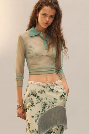 Полупрозрачная вязаная поло-рубашка limited edition- Заказать в России