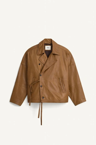 Удобная куртка из натуральной кожи свободного кроя- Заказать в России