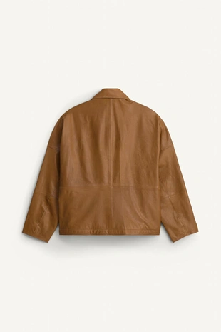 Удобная куртка из натуральной кожи свободного кроя- Заказать в России