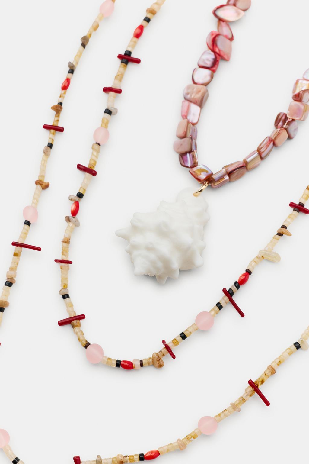 Набор из 3 ожерелий с ракушками и камнями