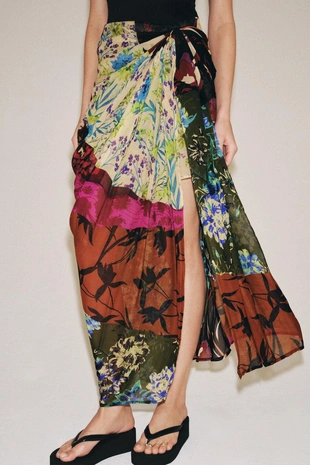 Юбка-парео с драпировкой и принтом- Заказать в России