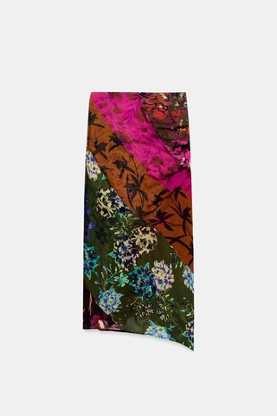 Юбка-парео с драпировкой и принтом- Заказать в России