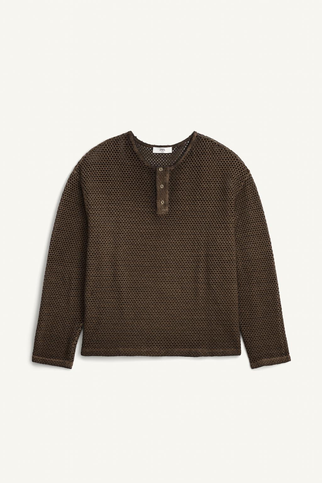 Вязаная футболка с крючком henley