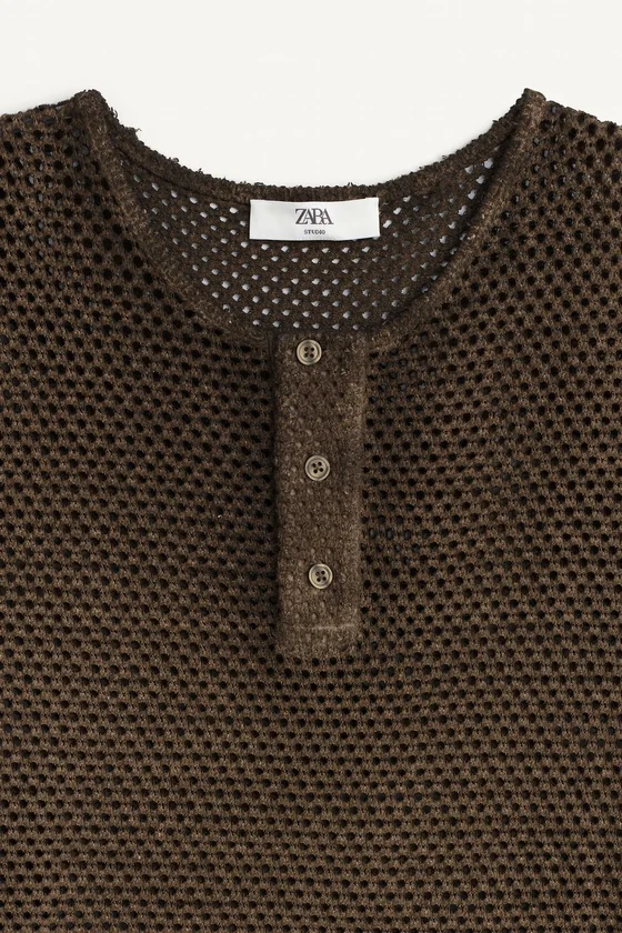 Вязаная футболка с крючком henley