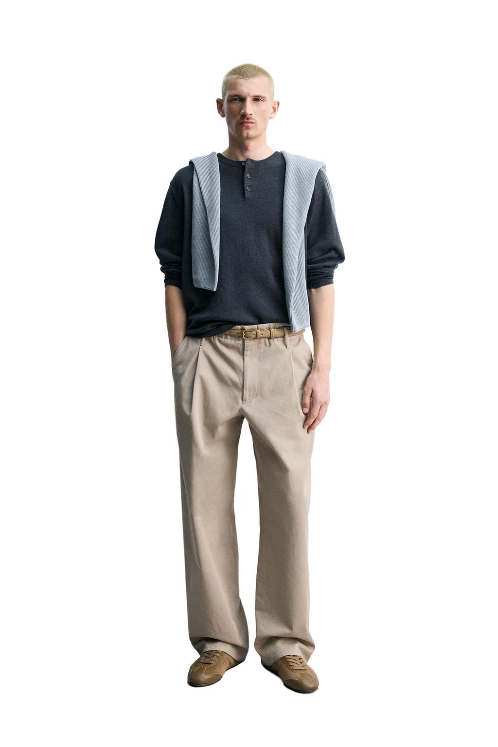 ДЖЕМПЕР ИЗ ЛЬНА И ШЕРСТИ С КРУГЛЫМ ВЫРЕЗОМ