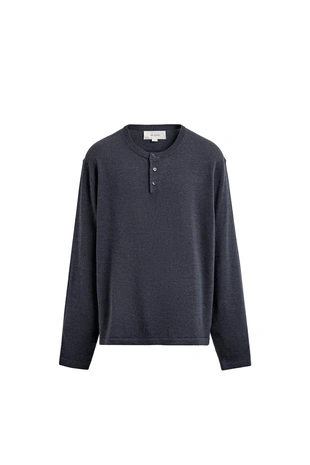 Джемпер из льна и шерсти с круглым вырезом