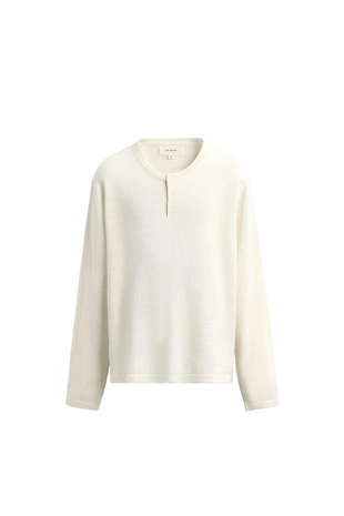 Льняно-шерстяной джемпер с круглым вырезом