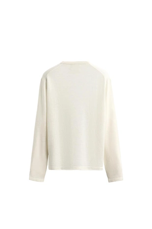 Льняно-шерстяной джемпер с круглым вырезом