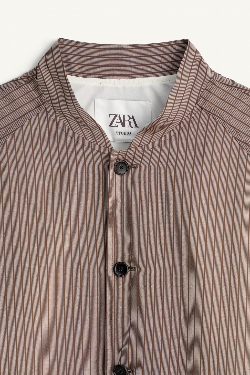 Укороченная удобная полосатая куртка из вискозы и купро