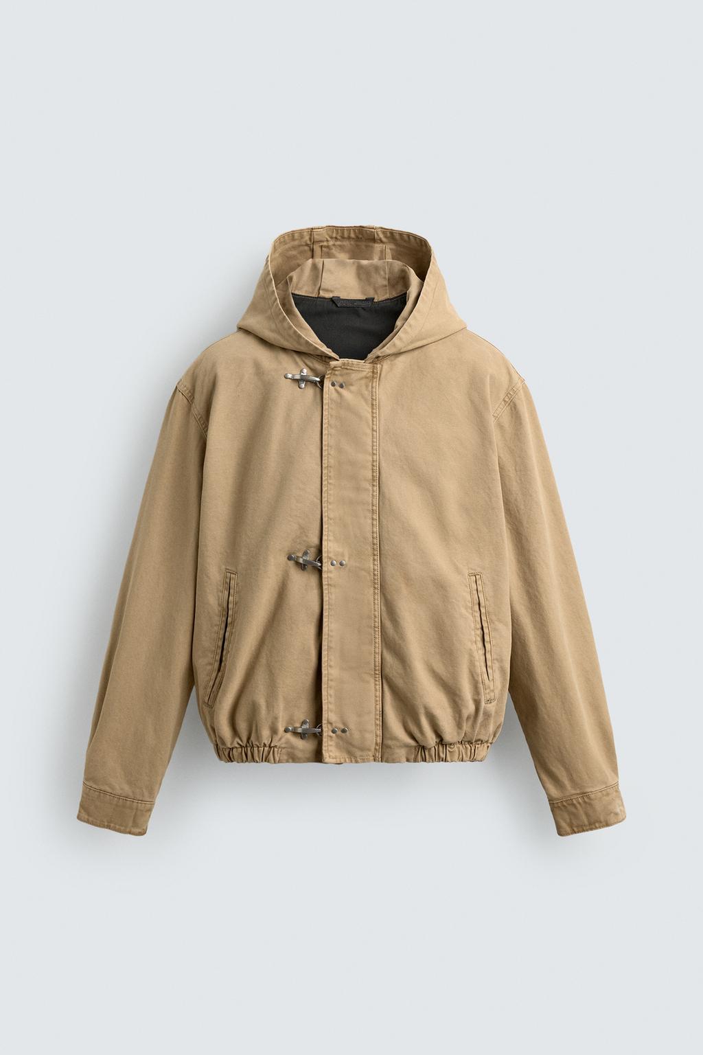 КУРТКА СВОБОДНОГО КРОЯ С КАПЮШОНОМ И НАВЕСНЫМИ ПЕТЛЯМИ