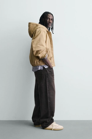 Куртка свободного кроя с капюшоном и навесными петлями- Заказать в России