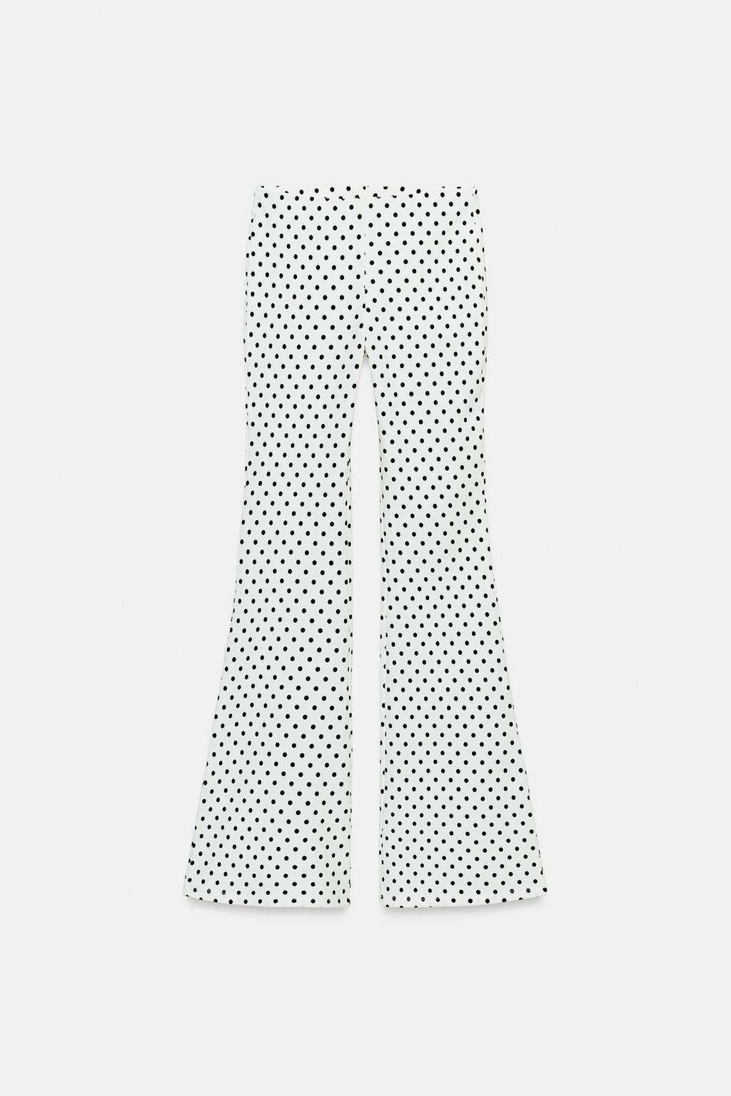 РАСКЛЕШЕННЫЕ БРЮКИ СТРЕТЧ В ГОРОШЕК