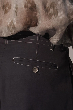 Широкие брюки с завышенной талией на завязке- Заказать в России