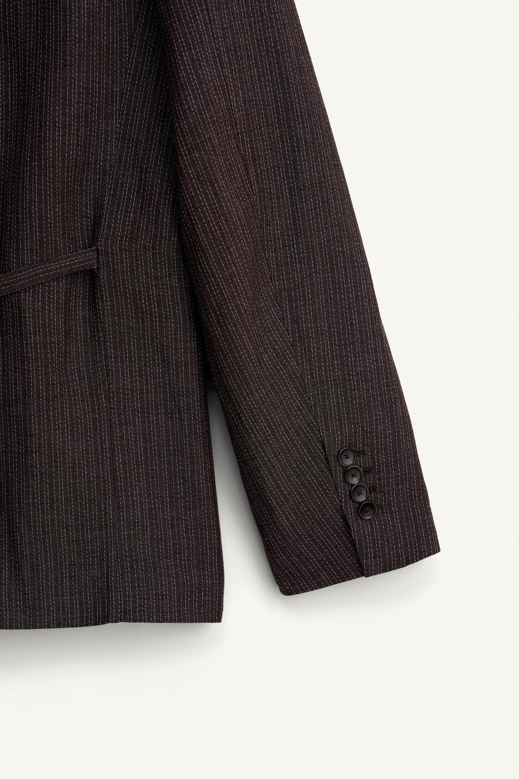 Пиджак полуприталенного кроя из вискозы и льна в полоску