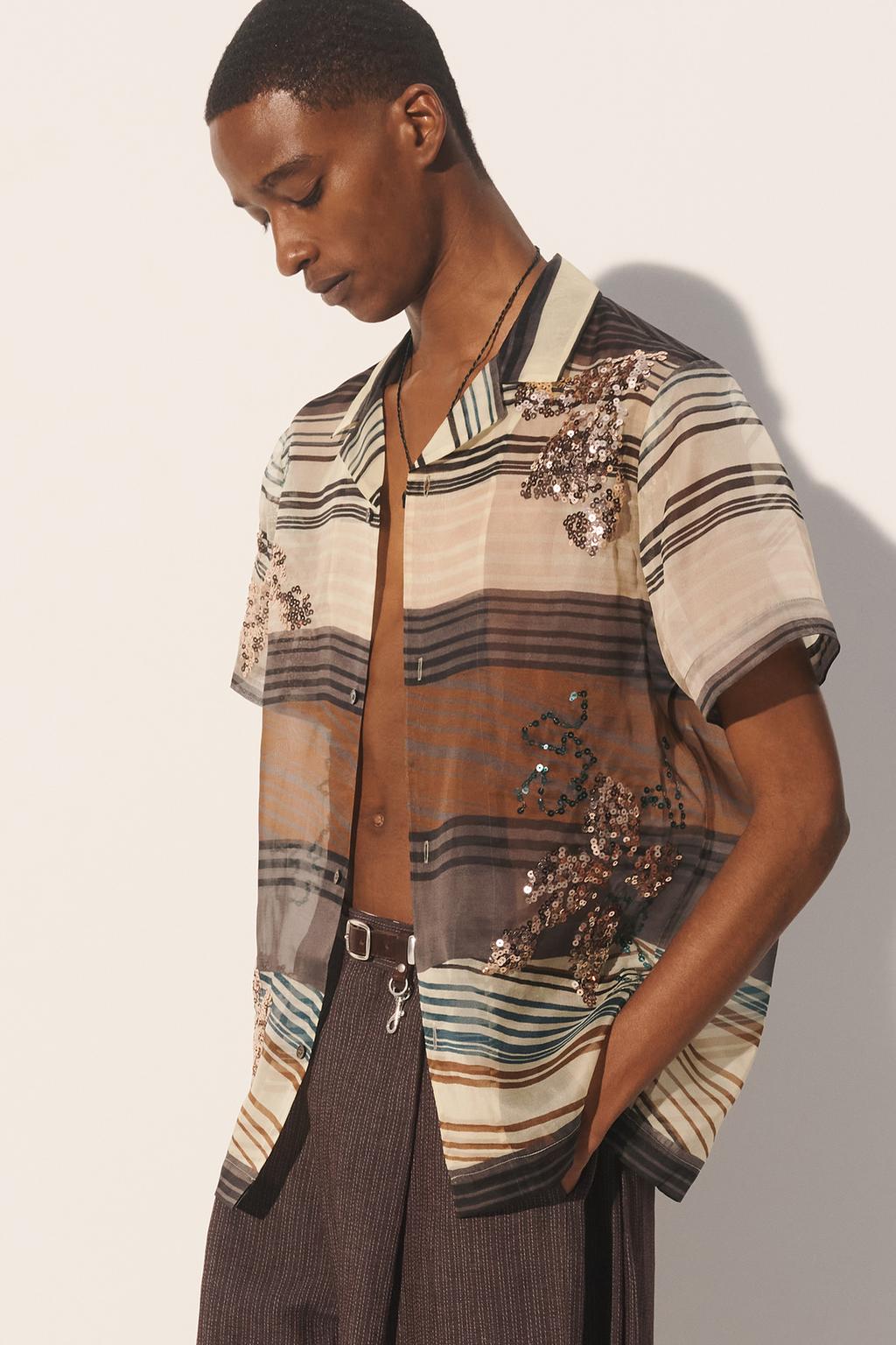 Рубашка из органзы 100% шелка с пайетками