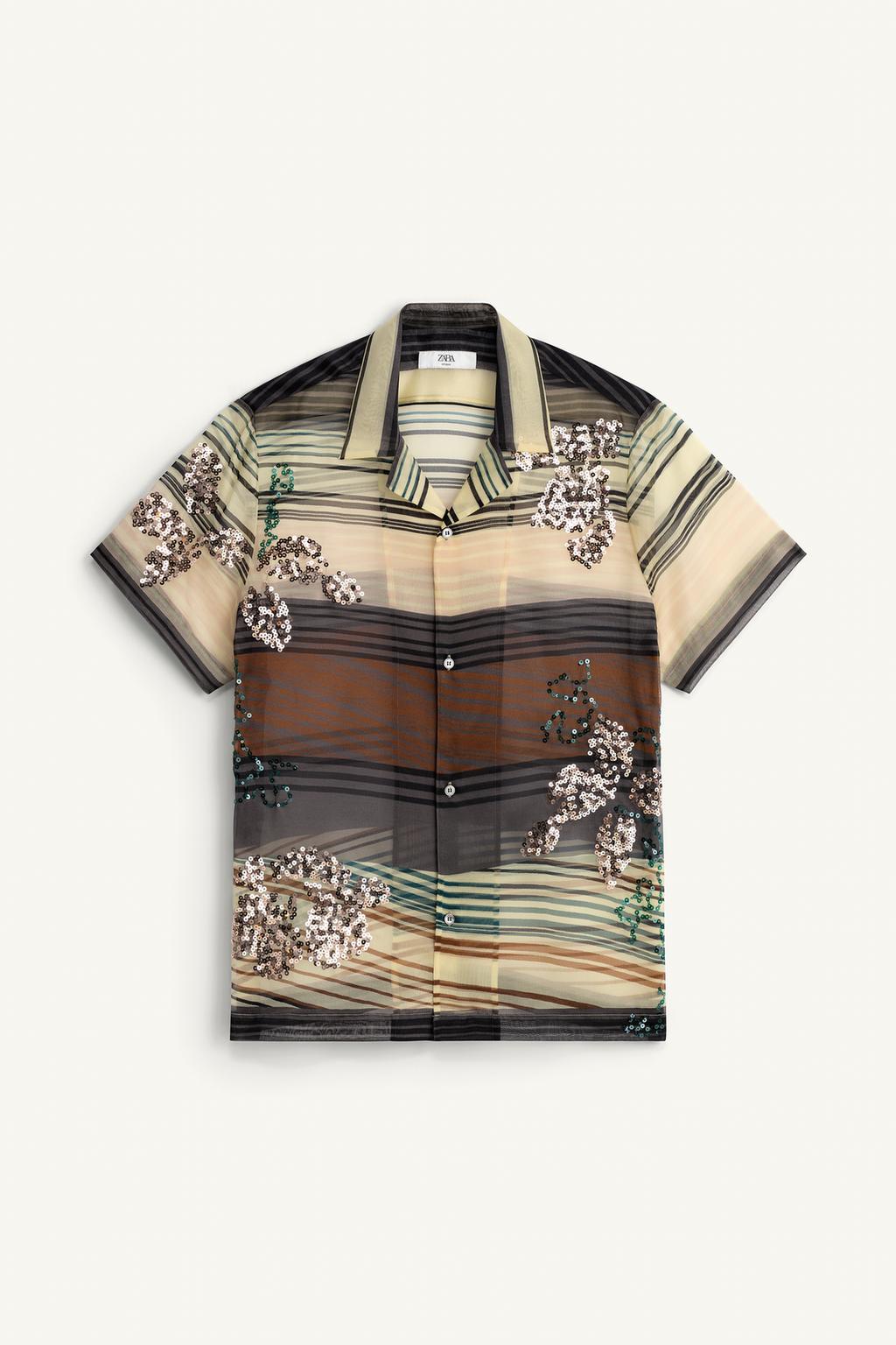 Рубашка из органзы 100% шелка с пайетками