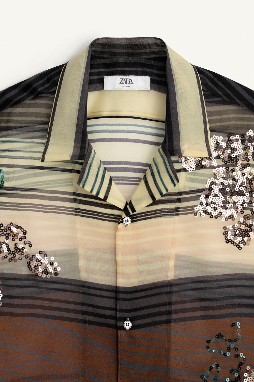 Рубашка из органзы 100% шелка с пайетками