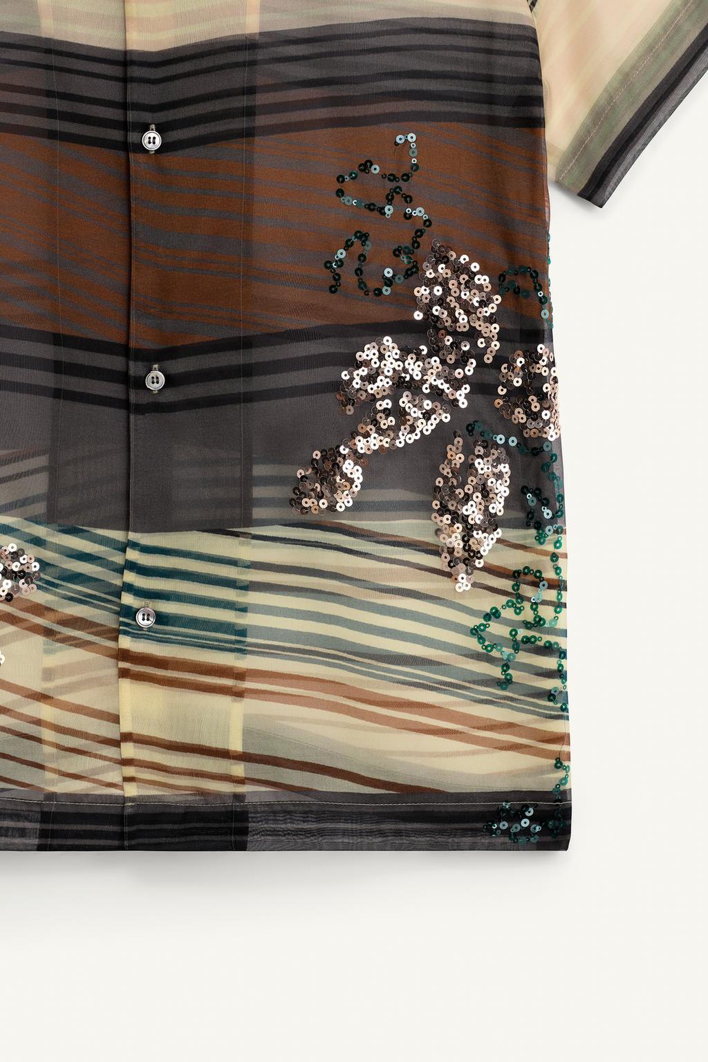 Рубашка из органзы 100% шелка с пайетками