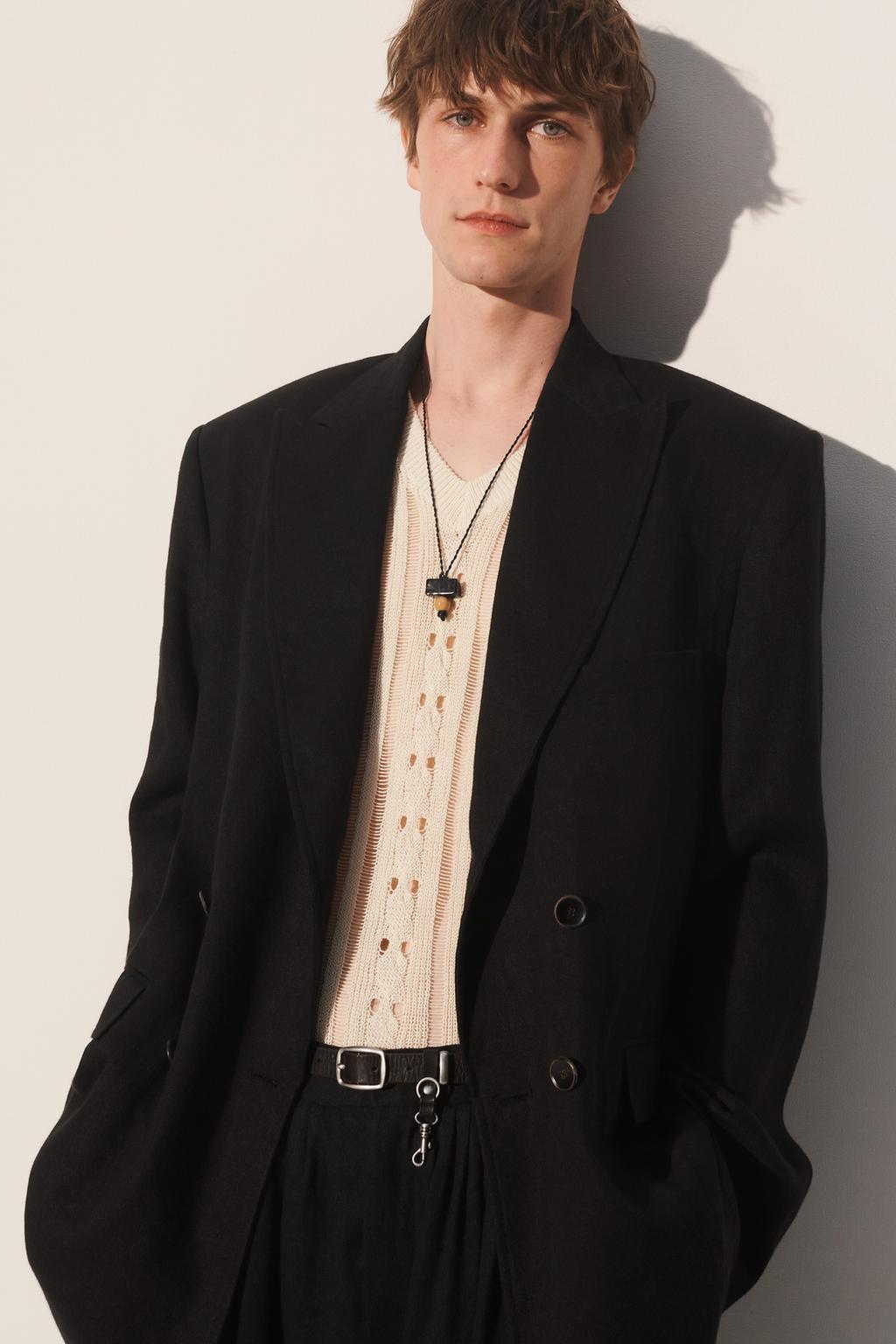 Пиджак приталенного кроя из льняного и лиоцеллового микса