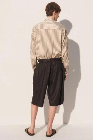 Рубашка с полосками из вискозы и шелка- Заказать в России