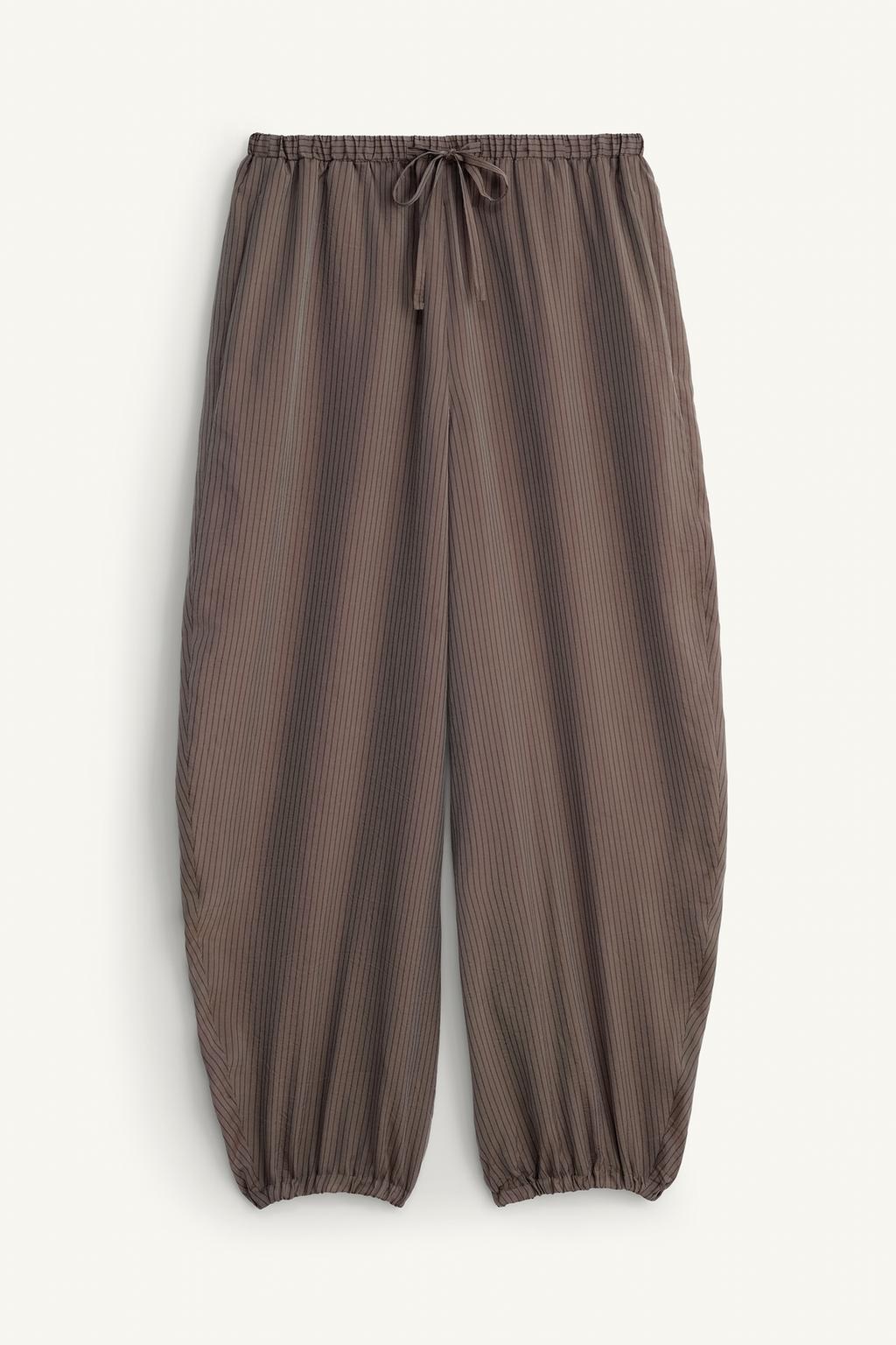 Брюки свободного кроя из вискозы и купро в полоску