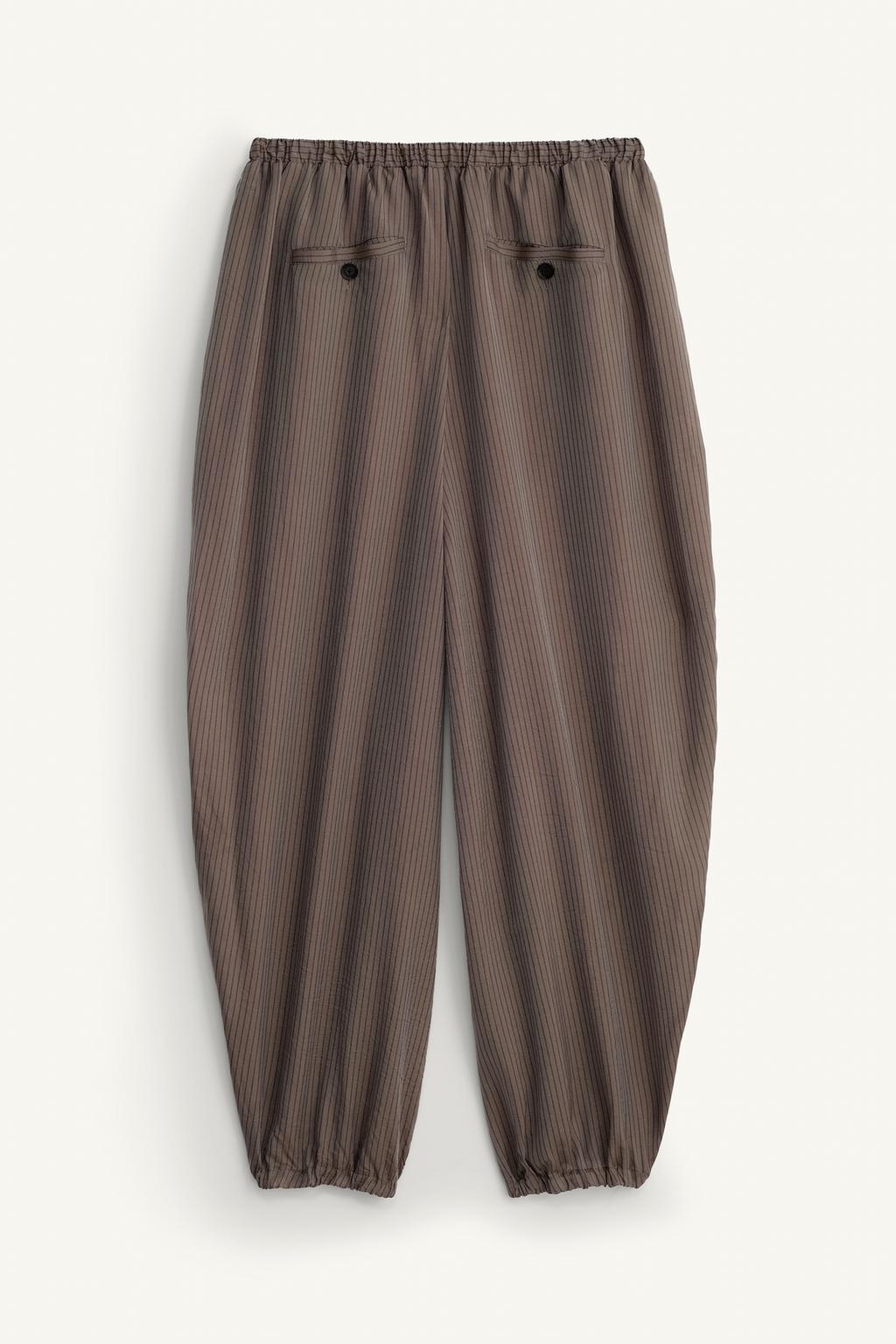 Брюки свободного кроя из вискозы и купро в полоску